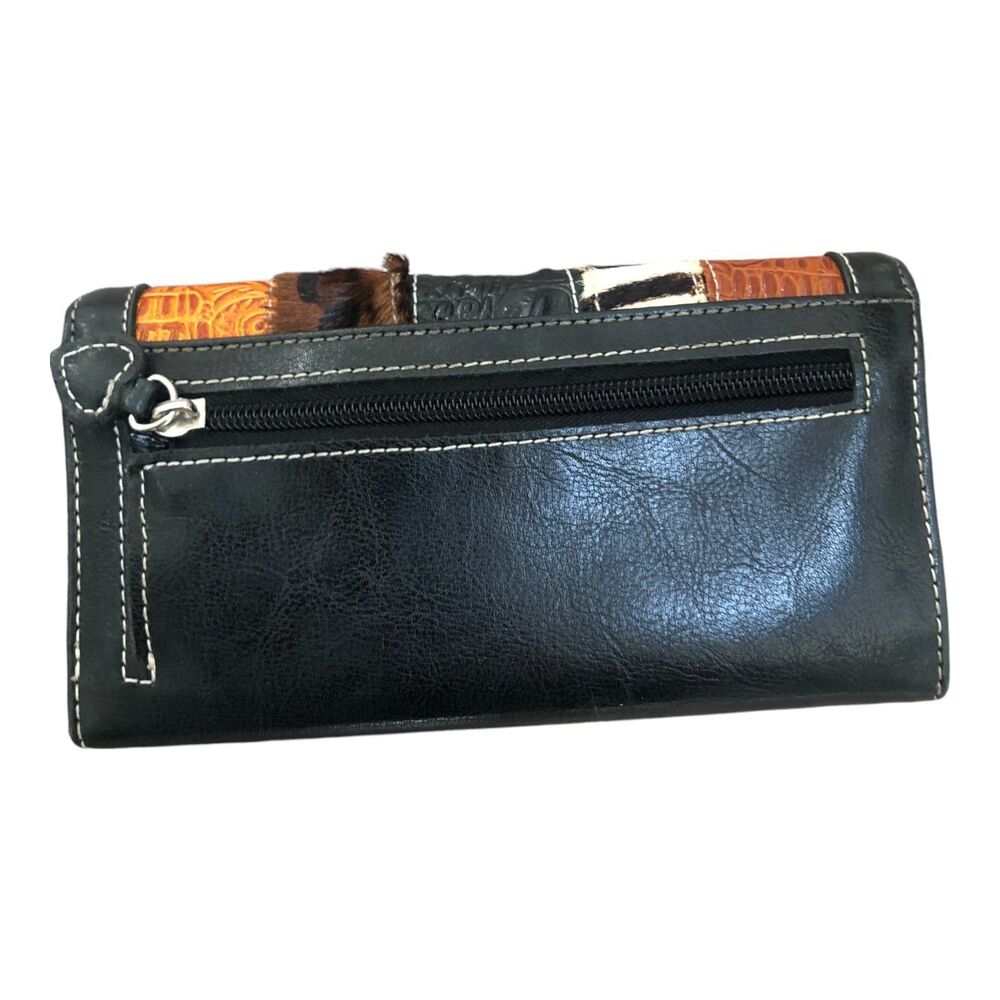 Brighton Western Animal Print Leather Wallet with Silver Heart‎ Accent $225 - Picture 9 of 13